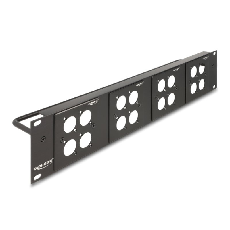 Delock D-Typ 19? Patchpanel mit 4 D-Typ Platten 86 x 86 mm und 4 Ports 2 HE schwarz
