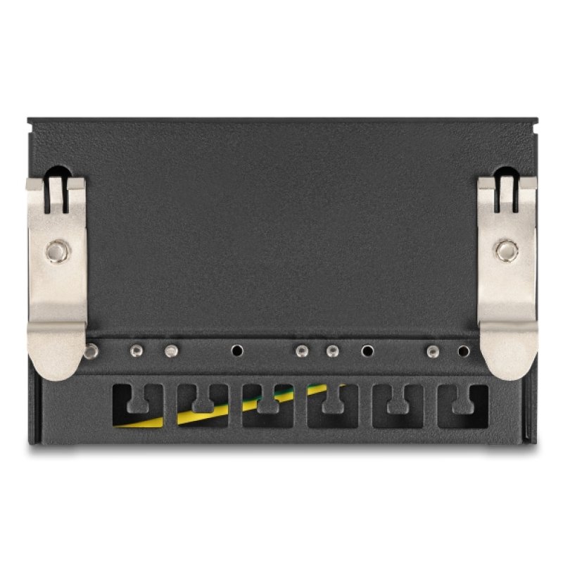 DeLOCK Mini Desktop Patch Panel RJ45 jack 6 port Cat.6A shielded black - for mounting on a table, wall or DIN rail