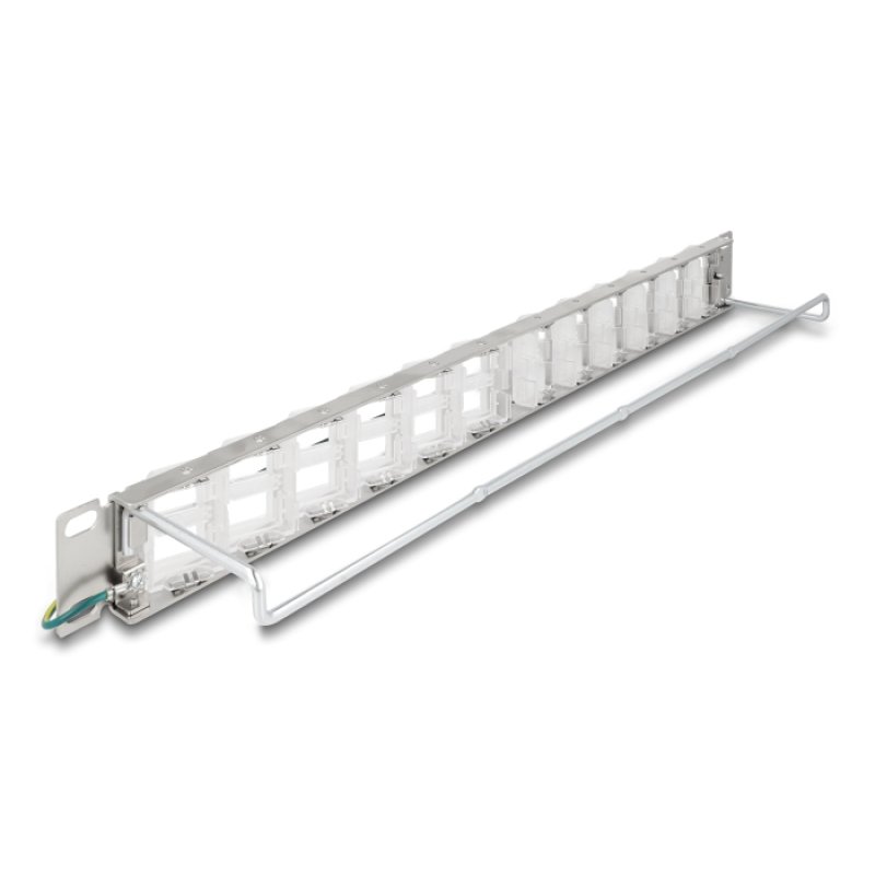 Delock 19? Keystone Patchpanel mit 24 neigbaren Ports und Entlastungsschiene