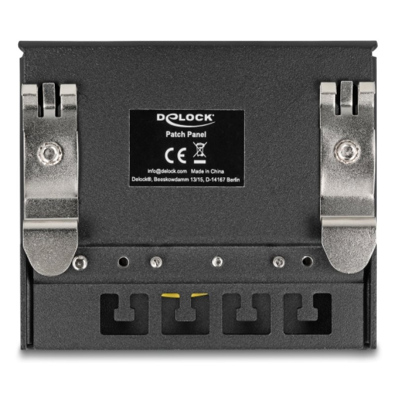 DeLOCK Mini Desktop Patch Panel RJ45 jack 4 port Cat.6A shielded black - for mounting on a table, wall or DIN rail