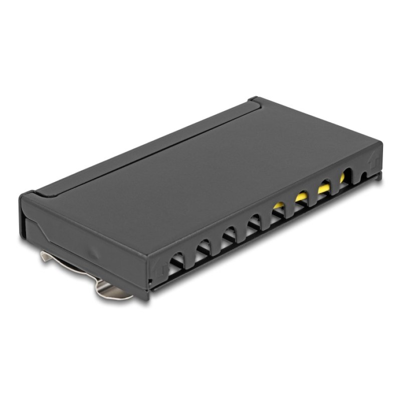 DeLOCK Mini Desktop Patch Panel RJ45 jack 8 port Cat.6A shielded black - for mounting on a table, wall or DIN rail