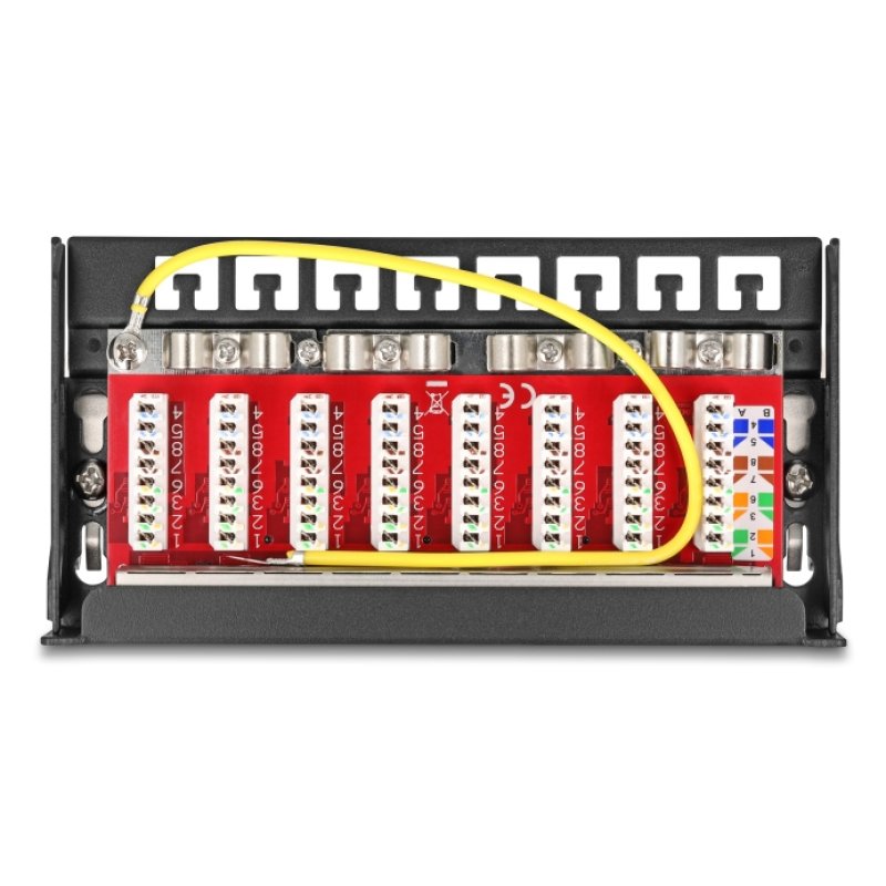Delock Mini Desktop Patchpanel RJ45 Buchse 8 Port Cat.6A geschirmt schwarz - zur Montage an Tisch, Wand oder Hutschiene