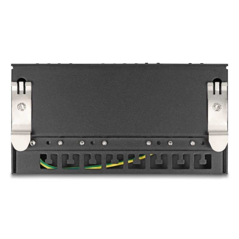 Delock Mini Desktop Patchpanel RJ45 Buchse 8 Port Cat.6A geschirmt schwarz - zur Montage an Tisch, Wand oder Hutschiene