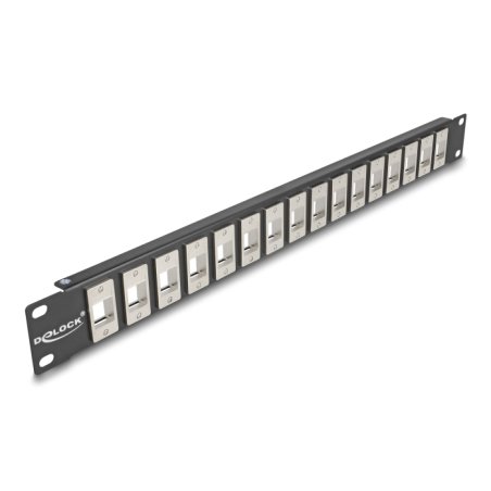 DeLOCK Panneau de distribution Keystone 19″, 16 ports, 1U, noir