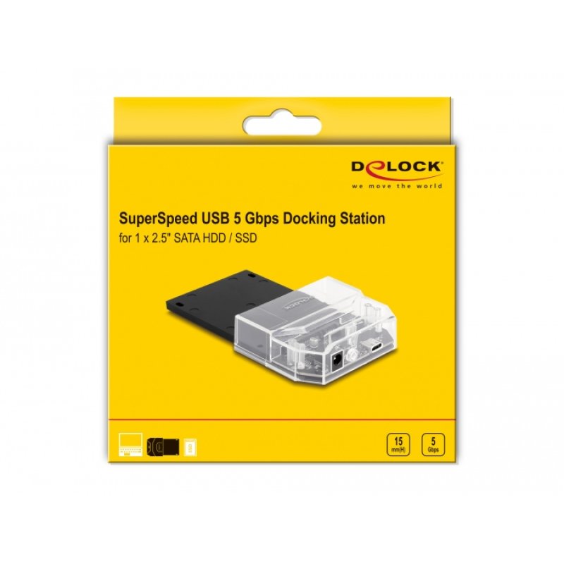 DeLOCK SuperSpeed USB 5 Gbps Docking Station for 1 x 2.5″ SATA HDD / SSD