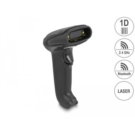 DeLOCK Scanner de code-barres 1D Laser pour 2,4 GHz, Bluetooth ou USB