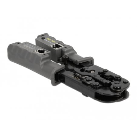 Crimpzange mit Abisolierer und Netzwerktester für 8P (RJ45), 6P (RJ12/11) oder 4P (RJ10) Stecker