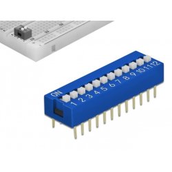 DeLOCK DIP sliding switch 12-digit 2.54 mm pitch THT vertical blue 10 pieces