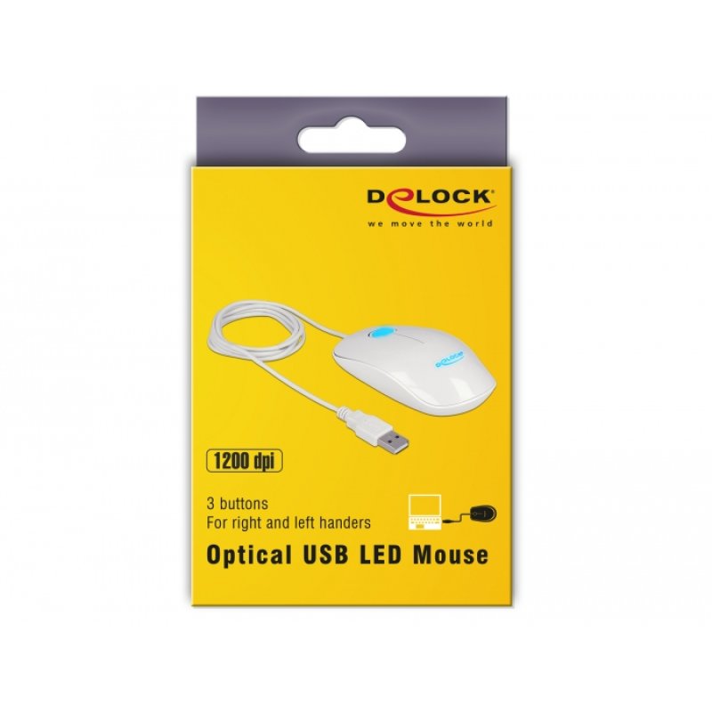 DeLOCK 12537 souris Bureau Ambidextre USB Type-A Optique 1200 DPI