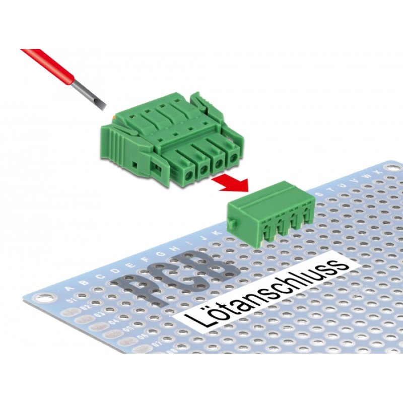 Terminalblock Set für Platine 4 Pin 3,81 mm Rastermaß horizontal