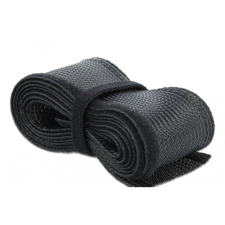 Geflechtschlauch mit Klettverschluss 2 m x 19 mm schwarz