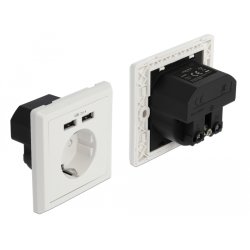 DeLOCK 11471 prise de courant CEE 7/3 USB Blanc