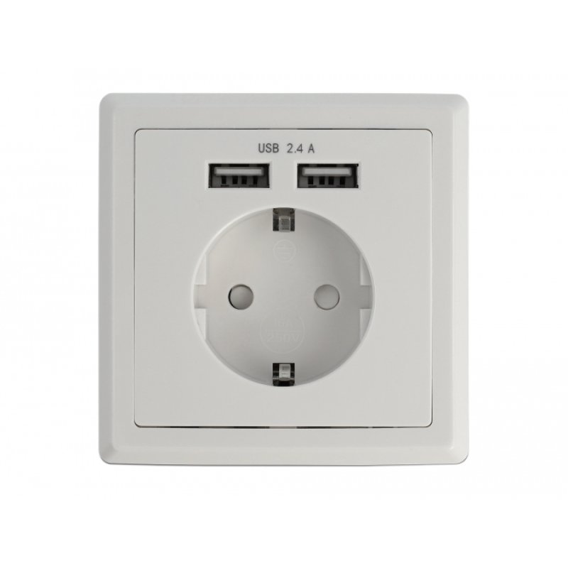 DeLOCK 11471 prise de courant CEE 7/3 USB Blanc