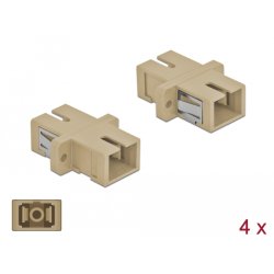 DeLOCK Coupleur de fibre optique SC Simplex femelle à SC Simplex femelle, Multimode, 4 unités, beige