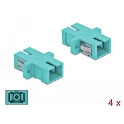 DeLOCK Coupleur de fibre optique SC Simplex femelle à SC Simplex femelle, Multimode, 4 unités, bleu clair