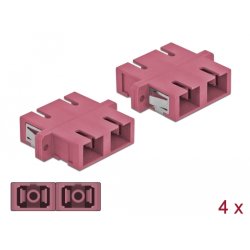 DeLOCK Optical Fiber Coupler SC Duplex female to SC Duplex female Multi-mode 4 pieces violet