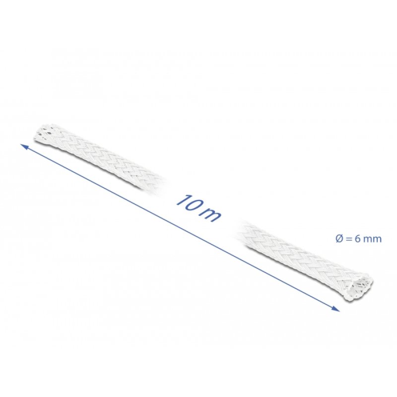 DeLOCK Manchon tressé étirable blanc 10 m x 6 mm