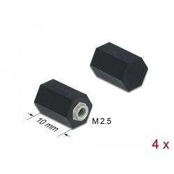 DeLOCK Entretoise d’écartement M2.5, hexagonale, interne, 10 mm, noire, 4 unités