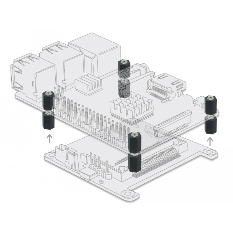 DeLOCK Entretoise d’écartement M2.5, hexagonale, interne, 10 mm, noire, 4 unités