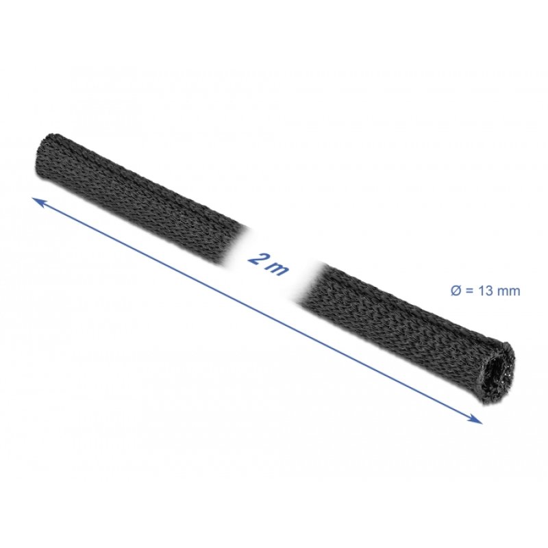 DeLOCK Woven Sleeve self-closing heat-resistant 2 m x 13 mm black