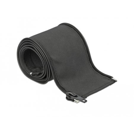 DeLOCK Woven Sleeve with zip fasterner heat-resistant 1 m x 25 mm black