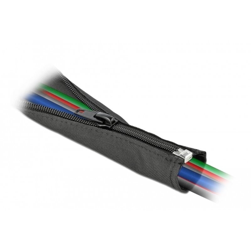 Gewebeschlauch mit Reißverschluss hitzebeständig 1 m x 25 mm schwarz