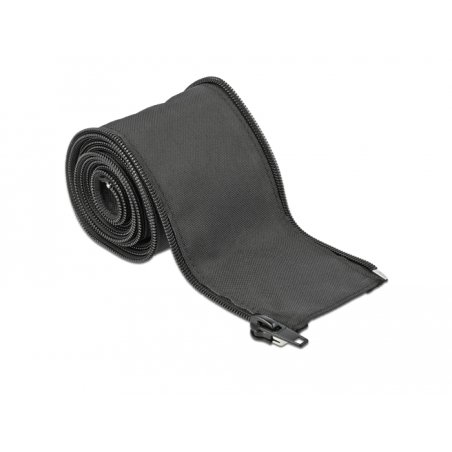 DeLOCK Woven Sleeve with zip fasterner heat-resistant 2 m x 25 mm black