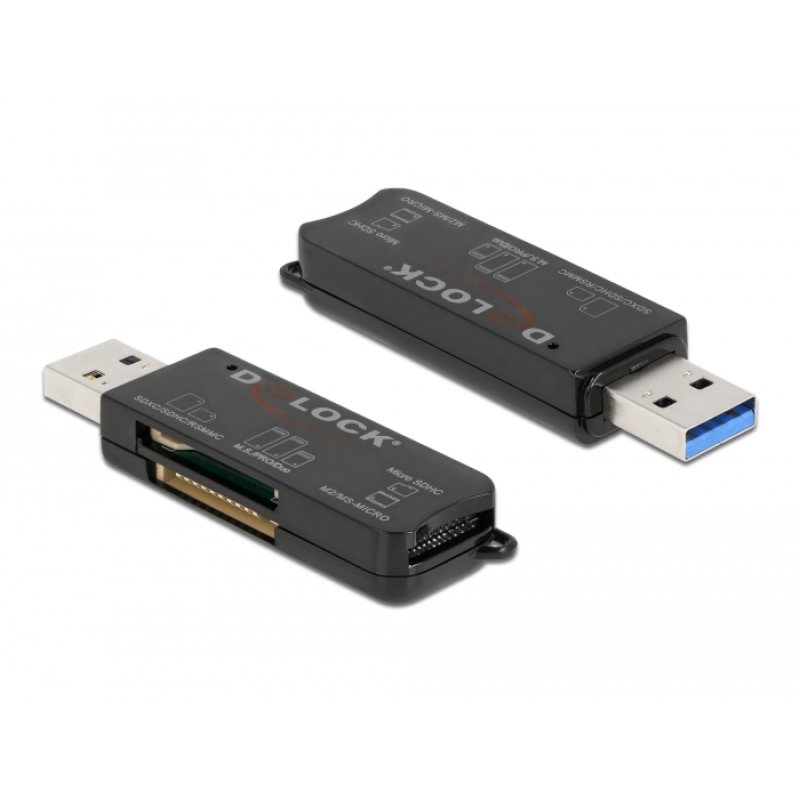 DeLOCK Lecteur de carte SuperSpeed USB pour cartes de mémoire SD / Micro SD / MS