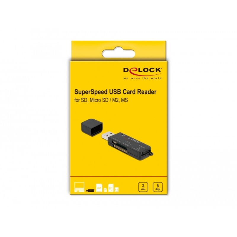 DeLOCK SuperSpeed USB Card Reader for SD / Micro SD / MS memory cards