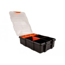 DeLOCK Boite de rangement avec 11 compartiments, 220 x 155 x 60 mm, orange et noir