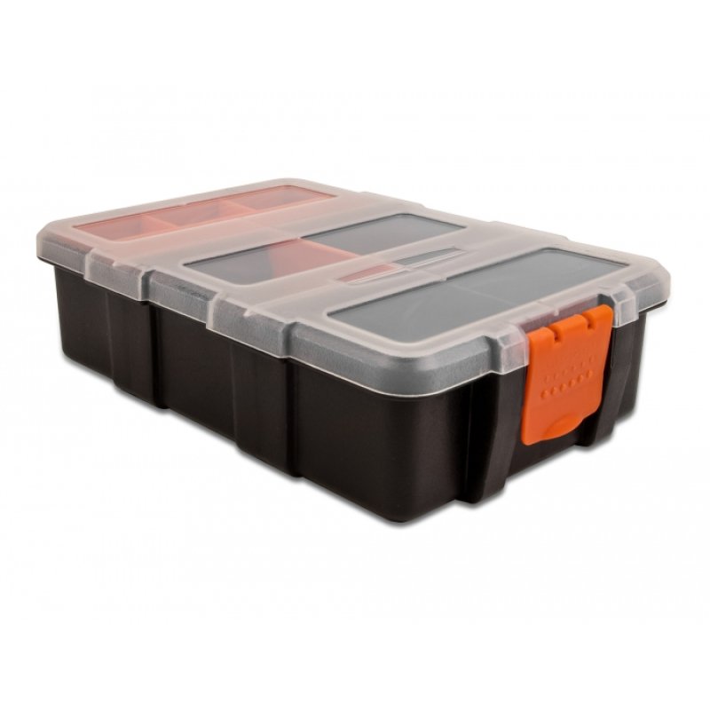 DeLOCK Sorting box with 11 compartments 220 x 155 x 60 mm orange / black