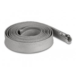 DeLOCK Braided Sleeve with zip fastener heat-resistant 3 m x 30 mm grey