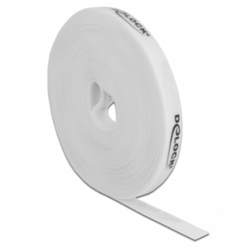 DeLOCK Velcro tape on roll L 10 m x W 15 mm white