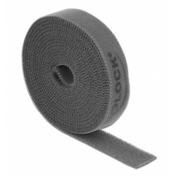 DeLOCK Velcro tape on roll L 2 m x W 15 mm grey