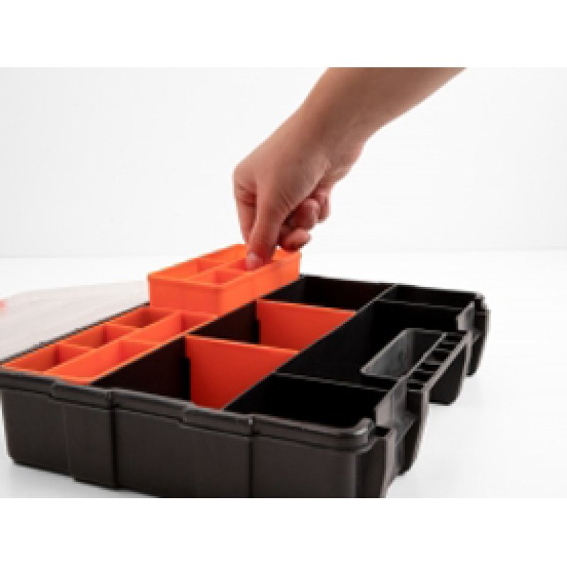 Sortimentsbox mit 21 Fächern 290 x 220 x 60 mm orange / schwarz
