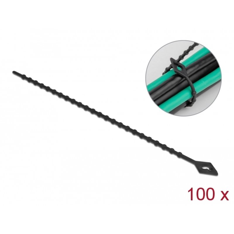 Blitzbinder wiederverwendbar L 200 x B 2,4 mm schwarz 100 Stück