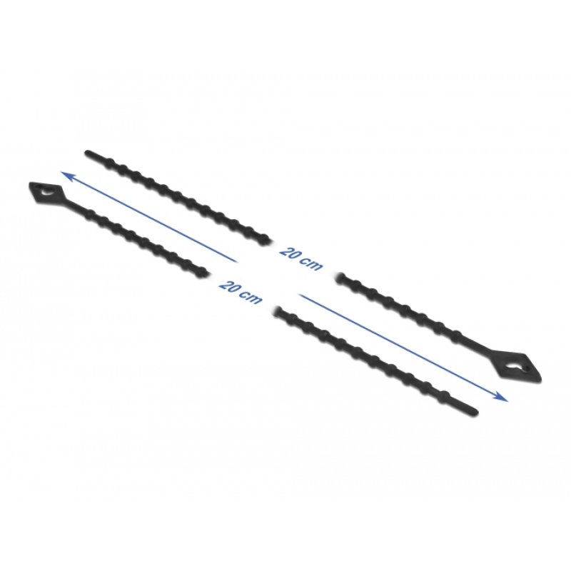 DeLOCK Serre-câble réutilisable L 200 x l 2,4 mm, noir, 100 unités