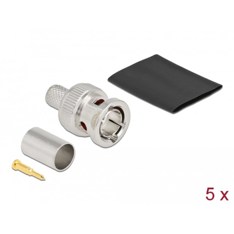 DeLOCK BNC plug for crimping RG6 with matching shrink tube