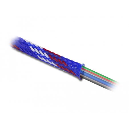 DeLOCK Manchon tressé étirable 2 m x 6 mm bleu-rouge-blanc