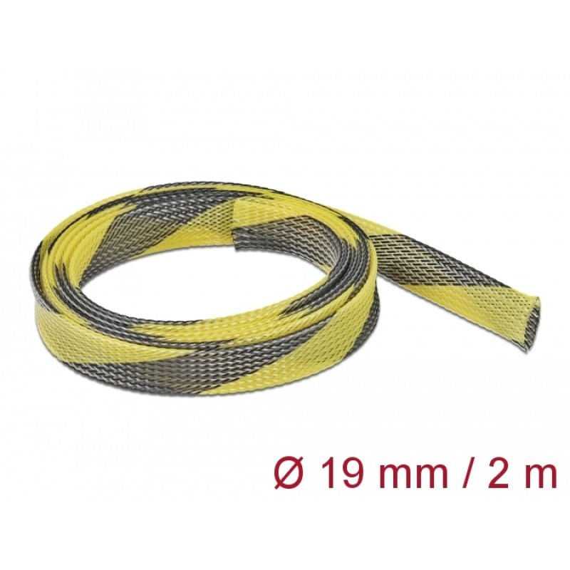 Geflechtschlauch dehnbar 2 m x 19 mm schwarz-gelb