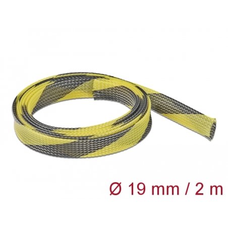 DeLOCK Manchon tressé étirable 2 m x 19 mm noir-jaune