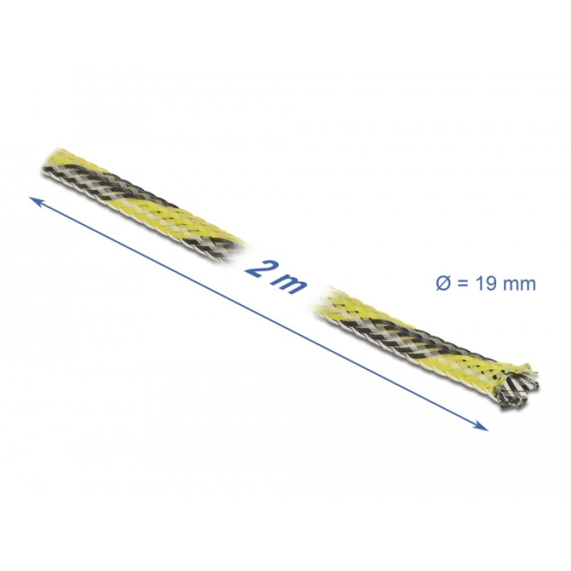 Geflechtschlauch dehnbar 2 m x 19 mm schwarz-gelb