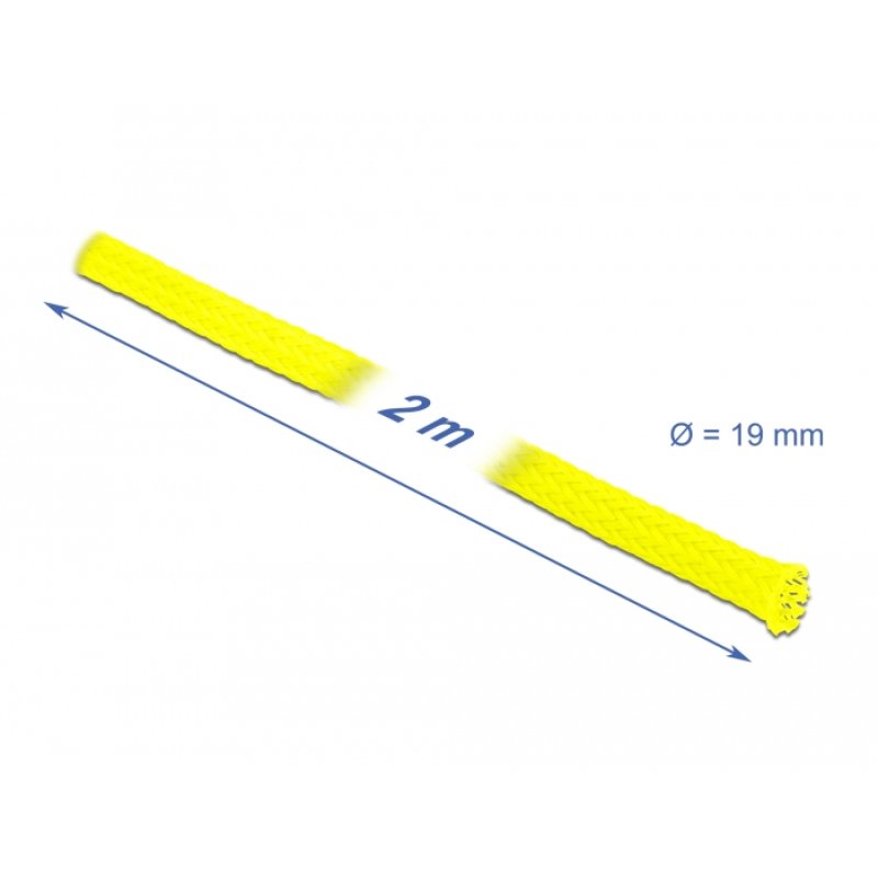 DeLOCK Braided Sleeve stretchable 2 m x 19 mm yellow