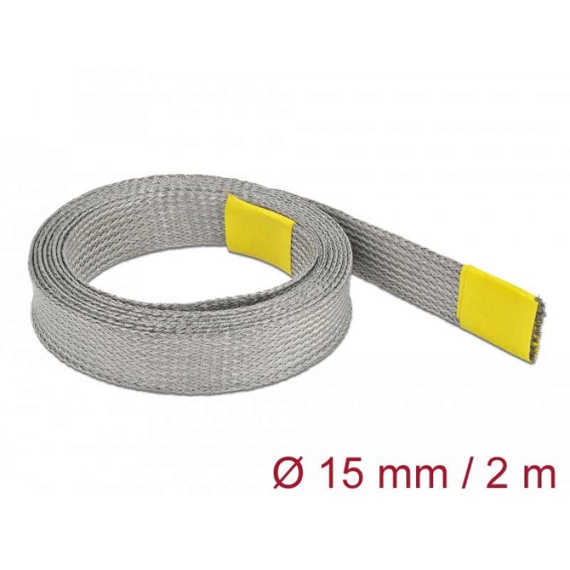 DeLOCK Braided sleeve for EMC shielding stretchable 2 m x 15 mm