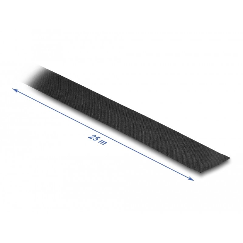 DeLOCK Cloth Tape 25 m x 25 mm tearable self-adhesive black