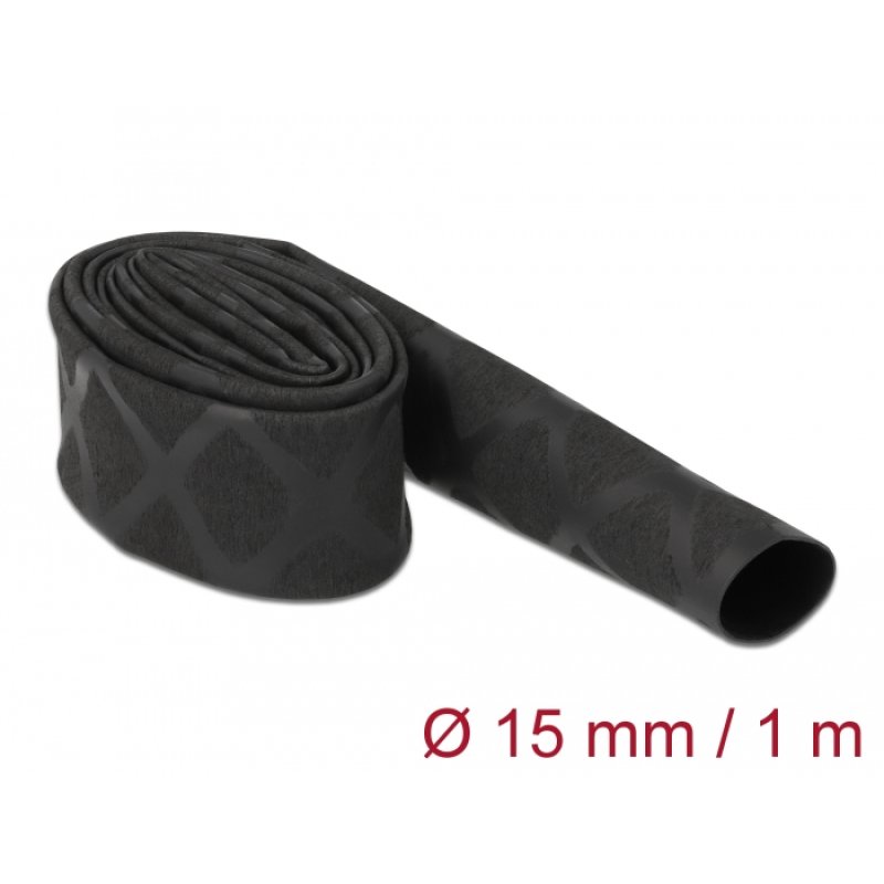 DeLOCK Heat Shrink Tube X-pattern non-slip 1 m x 15 mm black
