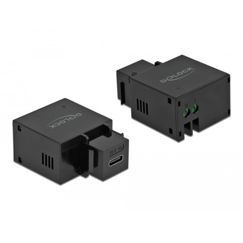 DeLOCK Keystone Module USB Type-C Port 2,1 A de chargement noir