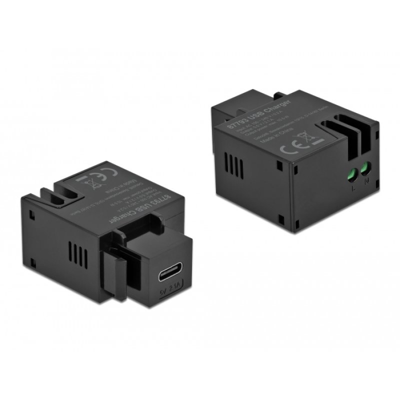 Keystone Modul mit USB Type-C™ Ladebuchse 2,1 A schwarz