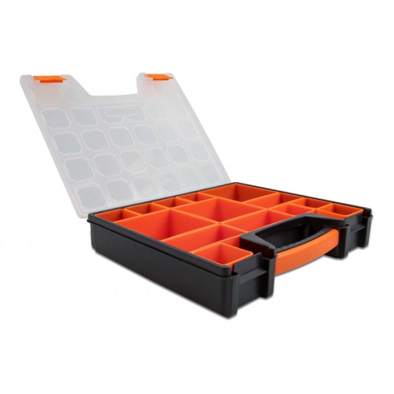 DeLOCK Sorting box with 14 compartments 312 x 272 x 60 mm orange / black