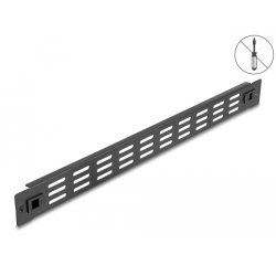 DeLOCK Panneau d’armoire de réseau 19″ avec fentes de ventilation, sans outil, 1U, noir